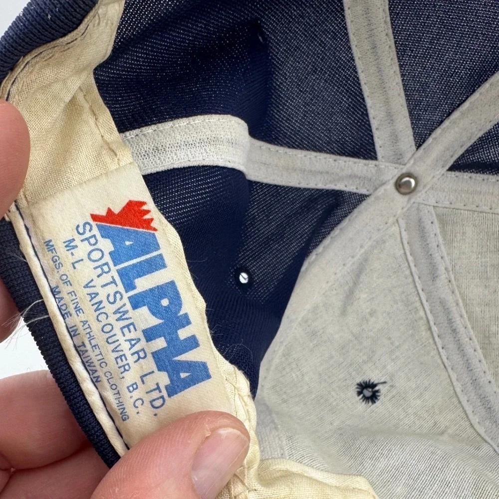 Vintage Anlin Welding Patch Alpha Sportswear Trucker Hat‎ OSFA Navy Blue
